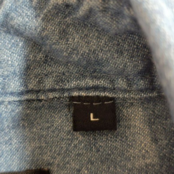 Real Ranch Workwear Shirt,Men L, Denim Blue Medium Wash Casual Button Down, EUC - Picture 6 of 12